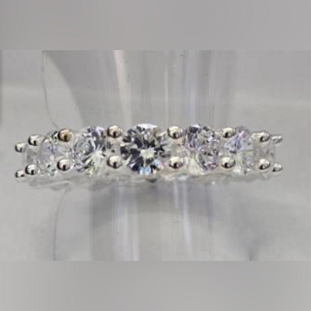 Simulated diamond anniversary band